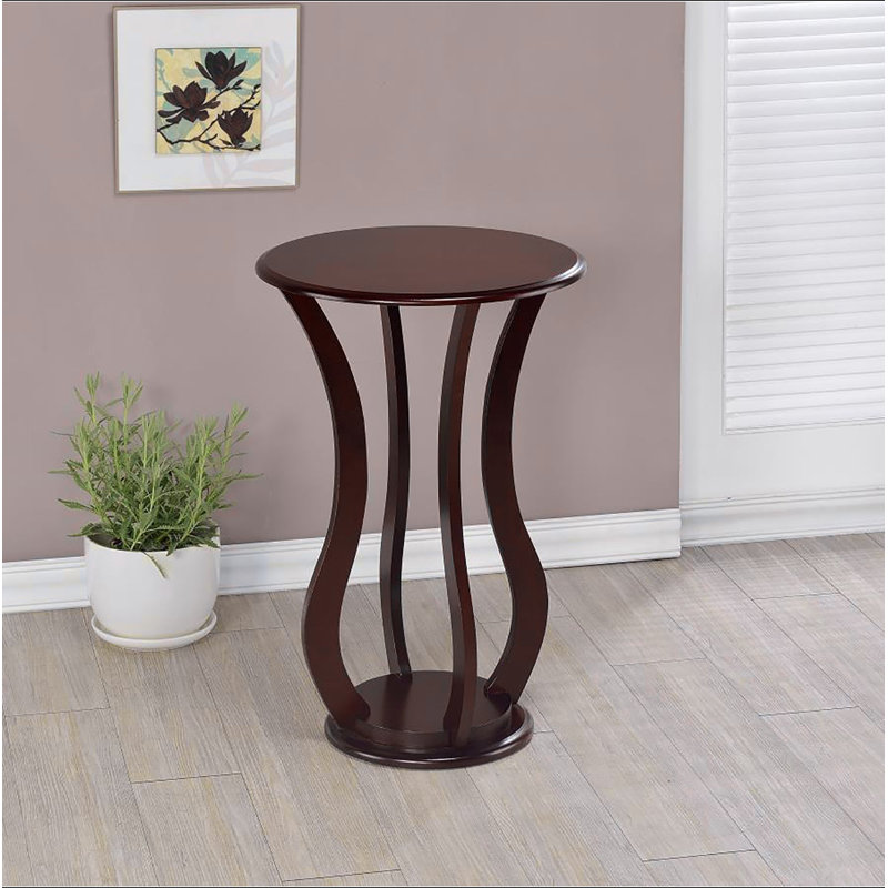 Table d'appoint ronde cerise avec plateau en faux marbre