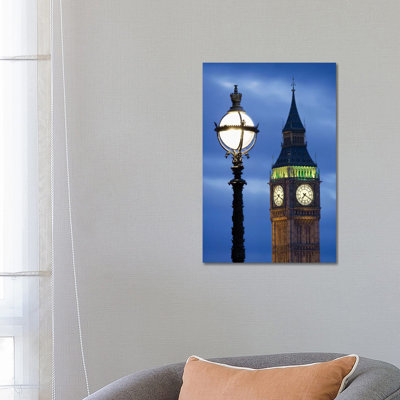 Europe, Great Britain, London, Big Ben. Clock Tower Lamp Post. by Jaynes Gallery - Wrapped Canvas Print