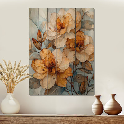 The Path Of Rhododendrons Flowers II - Rhododendron Wood Print - On Natural Pine Wood