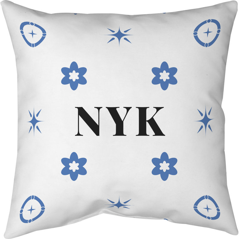 Coussin en coton New York Basketball, Bleu New York / blanc, H 16 po x l 16 po