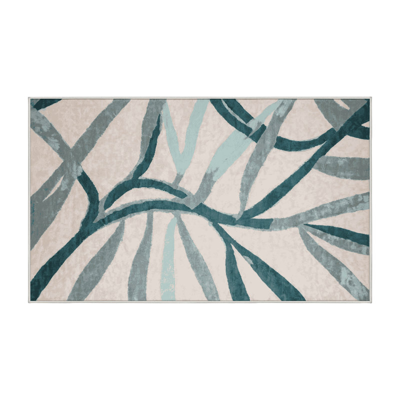 Machine Washable Beige Area Rug, Rectangle 5' x 7'