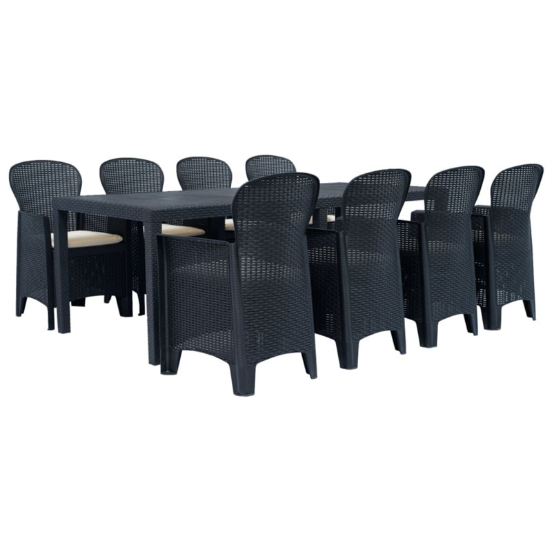 Ensemble repas pour 4 personnes avec coussins Delyth Square, Noir, 8