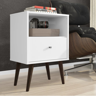 Liberty 18" W Mid-Century Modern 1-Drawer Nightstand in White