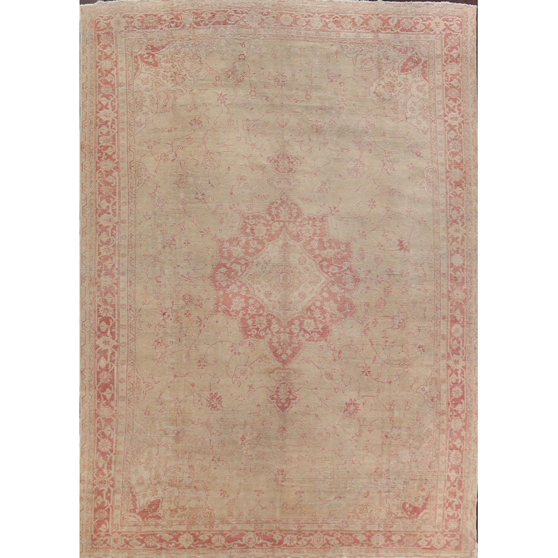 Tapis de zone en laine 10 pi 10 po x 14 pi 6 po one-of-kind à la main noué la oushak Annalyah