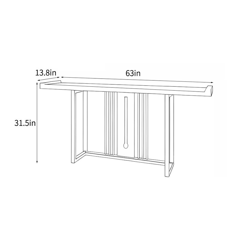 Console de style chinois moderne et élégante, Naturel, H 31,5 po x l 63 po x P 13,8 po