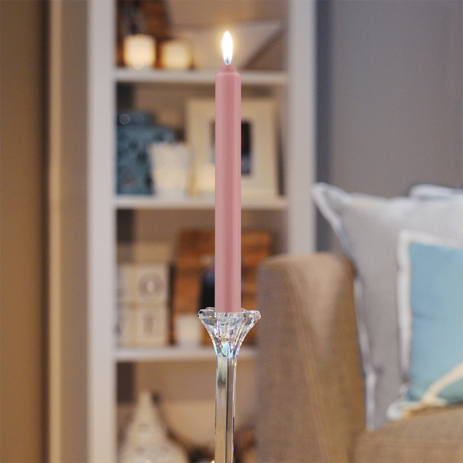 Unscented Taper Candle, 9" H x 0.88" W x 0.88" D, Dusty Rose
