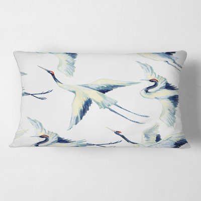 Asian Crane Bird - Traditional Printed Pillow
