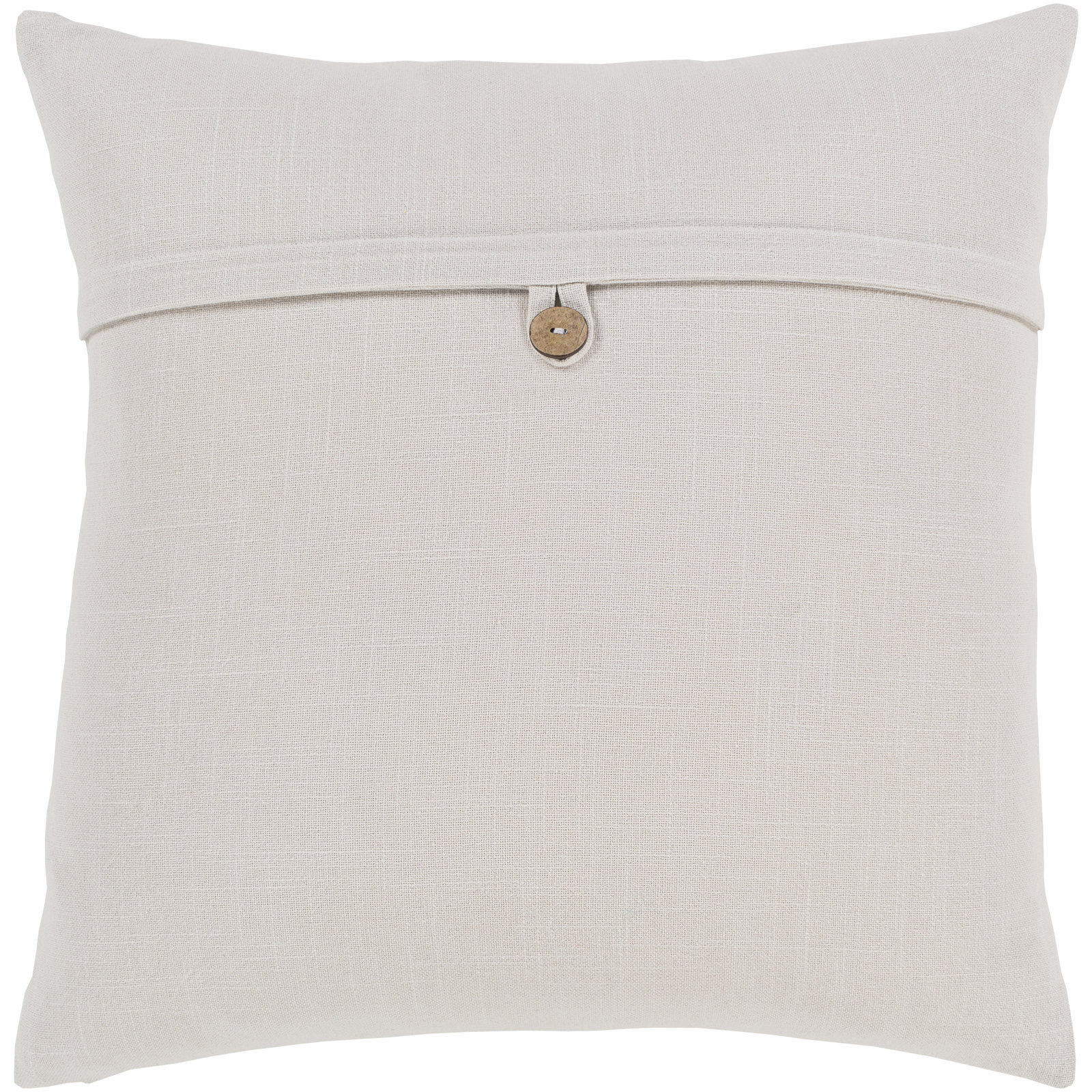 Leigh Buttons Cotton Throw Pillow, 18" x 18", Off White, Down