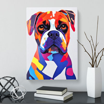 Boxer Dog Palette Knife - Wrapped Canvas