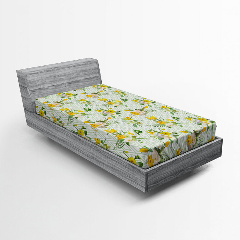 Microfiber Floral Fitted Sheet, Twin XL Fitted Sheet