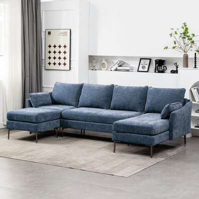 Deshaya 4 - Piece 110" Wide Chenille Reversible Sleeper Sofa & Chaise by Latitude Run