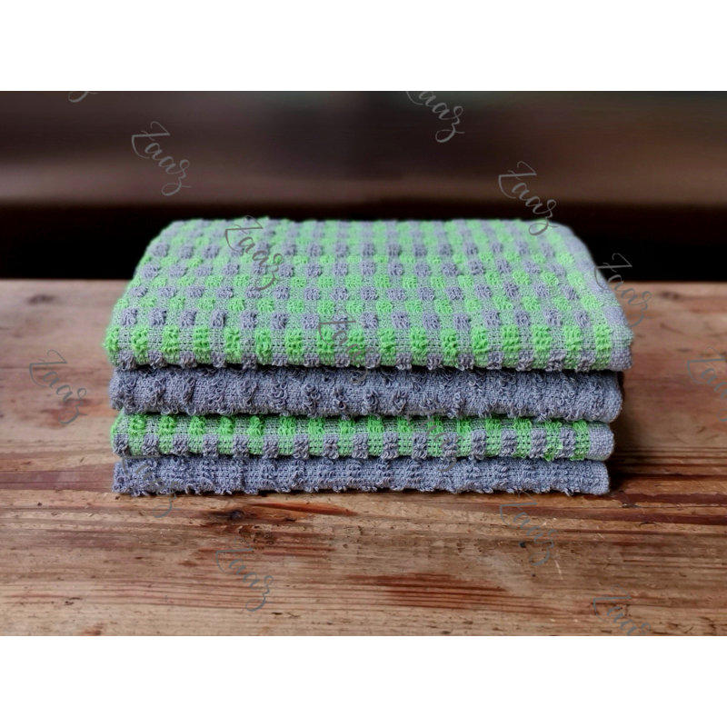 Cotton Jacquard Tea Towel Kitchen Towel, Light Green/Grey