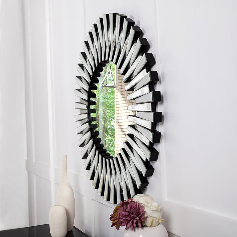 Axentie Round Wall Accent Mirror Hallway Sunburst Mirror, 59.9cm H x 59.9cm W