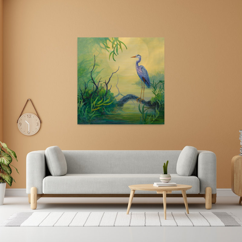 Art contemporain de la faune Summer Heron, H 48 po x l 48 po