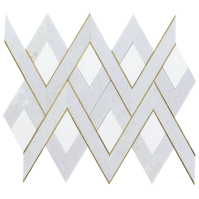 Carrelage mosaïque en marbre l 12,12 po x L 15,59 po Kappa, Bleu céleste