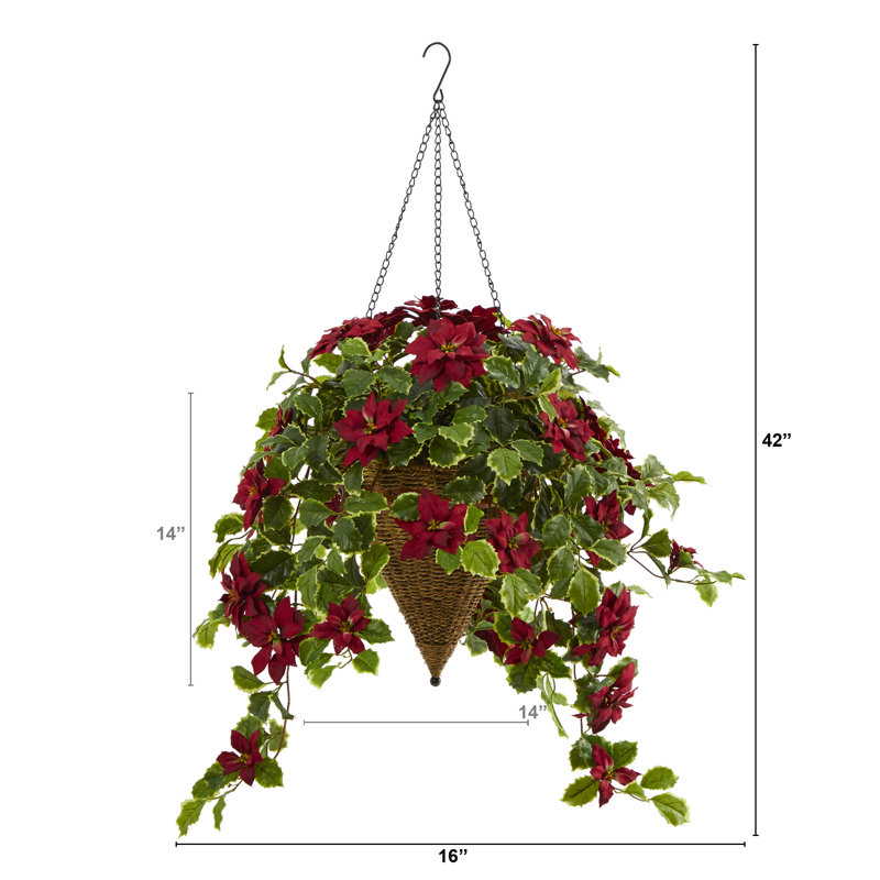 Panier de rangement en vase poinsettia, Rouge