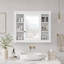 Armoire de toilette murale avec miroir, rangement et étagères ouvertes-286092089