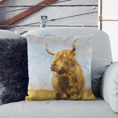 Highland Bull Cow Vol.1 Painting Square Throw Cushion