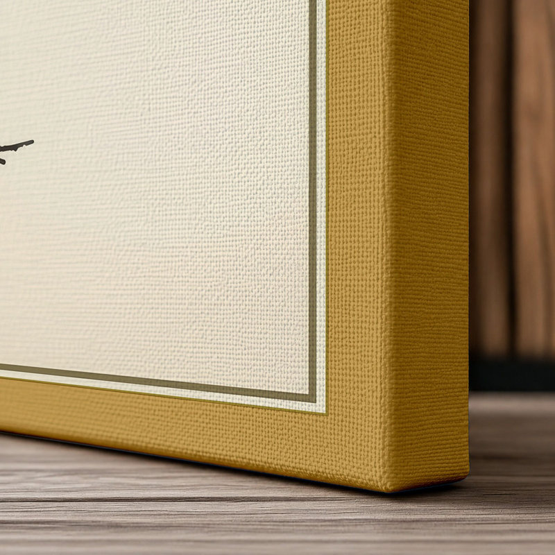 Blossoming Branch Japandi - Wrapped Canvas, 36x24 - 91.4 x 61.0 cm, Ochre Border