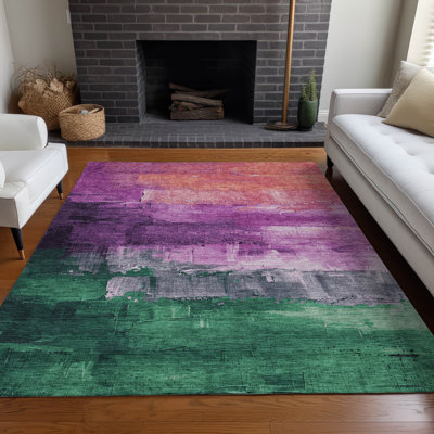 Machine Washable Indoor/Outdoor Claudian ACN1479 Purple Rug