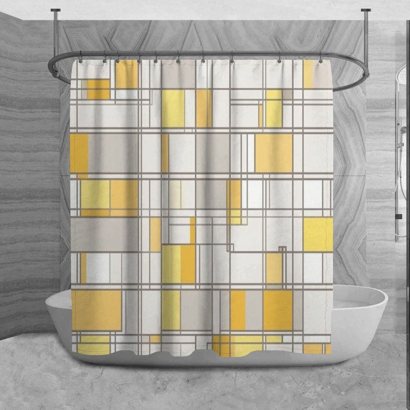 Rideau de douche à motif géométrique Konyn, H 84 po x l 70 po