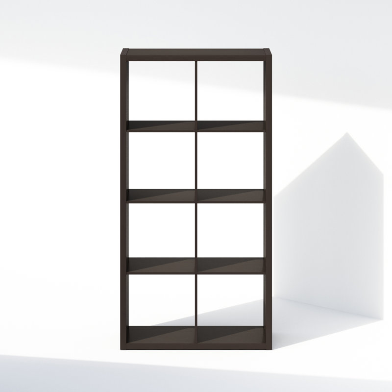  Simple Open Back Cube Storage Organizer, Standing Shelf, 8-Cube, Dark Oak