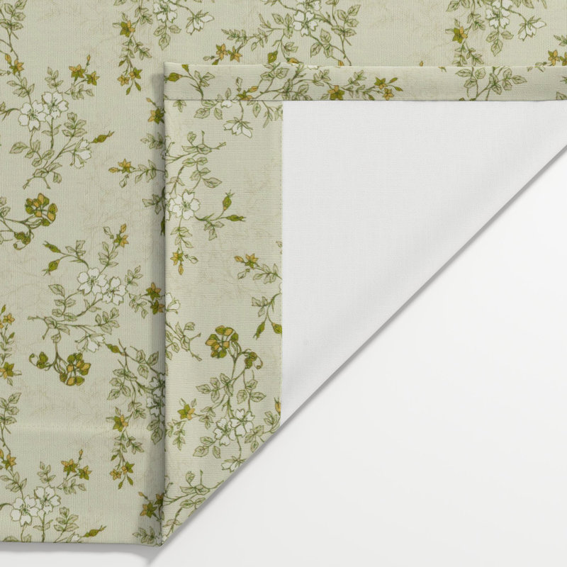 TWOPAGES Unlined Floral Curtain Printed Faux Linen Pinch Pleat Curtain, Vintage Linen, 52" W x 90" L