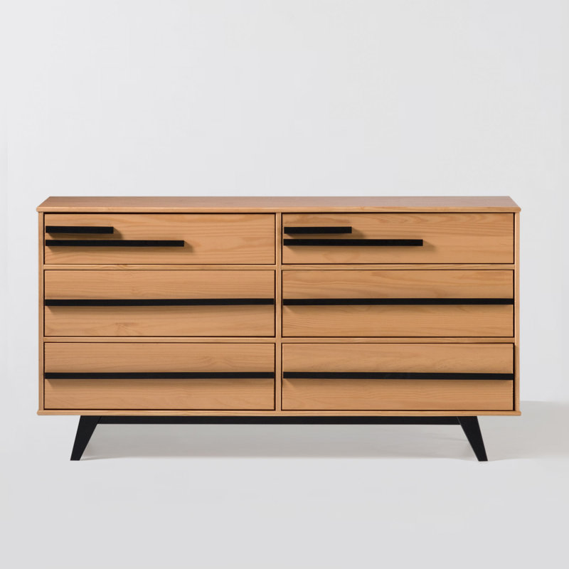 Karstynn Solid Wood 153cm W 6 - Drawer Chest of Drawers