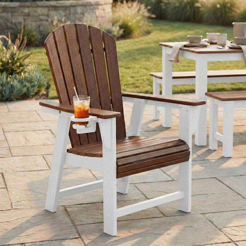 Chaise Adirondack Featherstone, blanc, Blanc/noyer