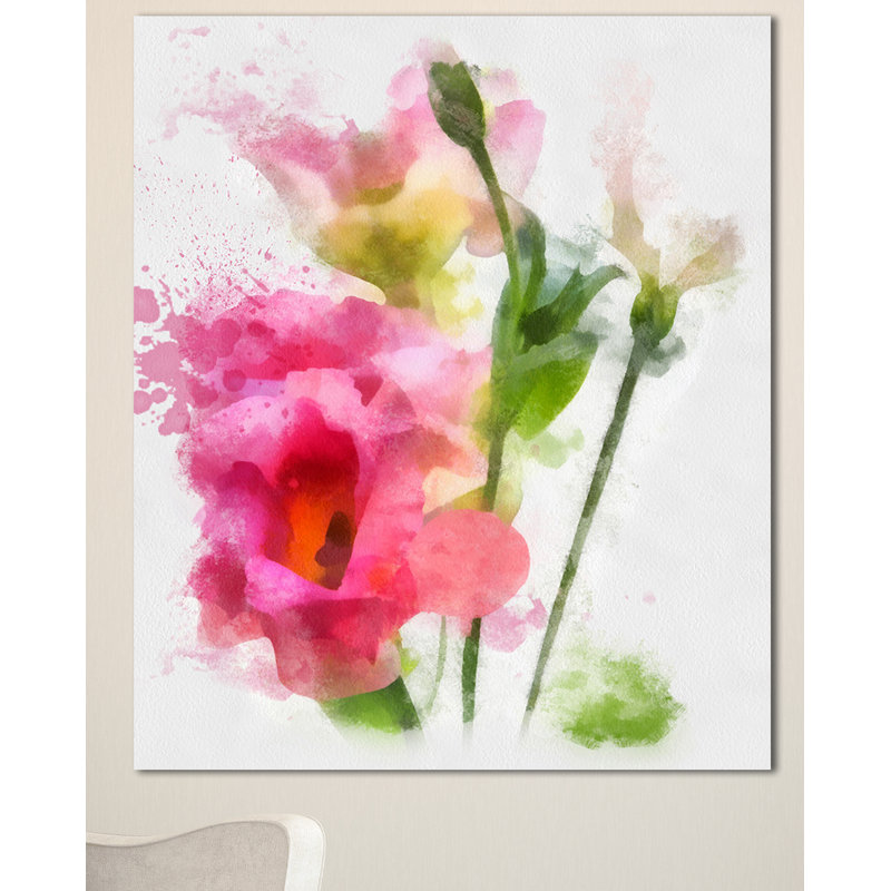 Reproduction d’art sur toile tendue, "rose à motif peint à la main", H 40 po x l 30 po x P 1 po