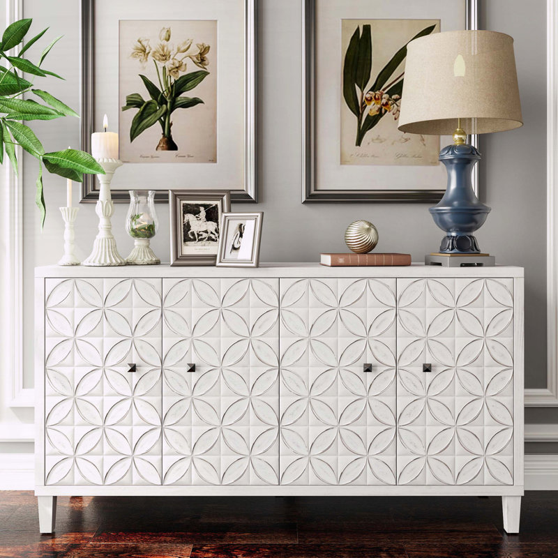 Armoire d'appoint avec finition blanche délavée chic