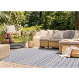 Sandweiler Gray Stripes Polypropylene Stain Resistant Living Room Carpet