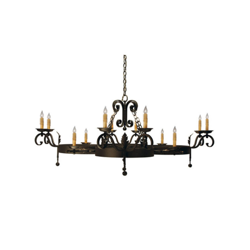 Andorra 12 - Light Chandelier, Natural Linen, Antiquity Premium