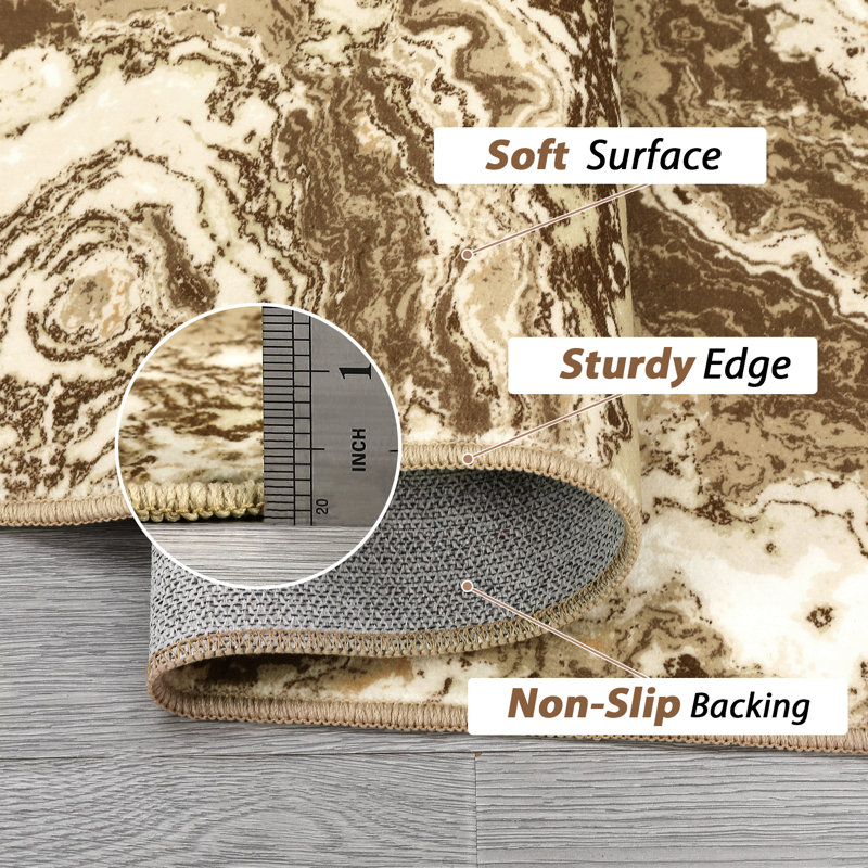 Abstract Machine Washable Rug with Rubber Backing Non-Slip Area Rug for Living Room Bedroom Dining Room Office