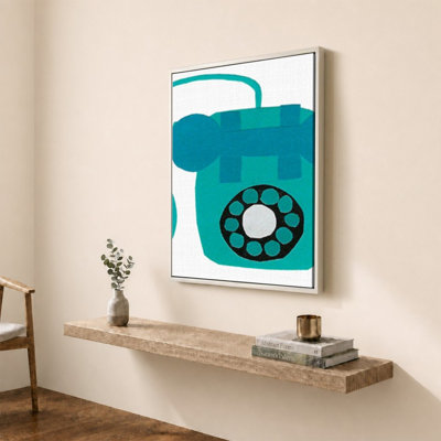 «Retro Téléphone Blue» par Jen Bucheli - Impression sur toile