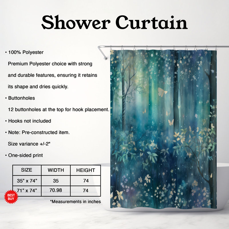 Forest Grace - Premium Shower Curtain, 74"H x 71"W