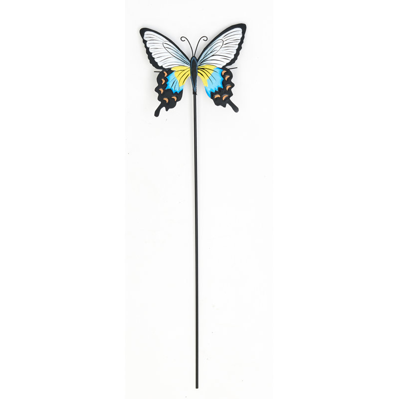 Piquet de jardin papillon, Noir / menthe / jaune