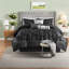 Ensemble de literie de luxe pour très grand lit 7 pièces en polyester au design capitonné élégant