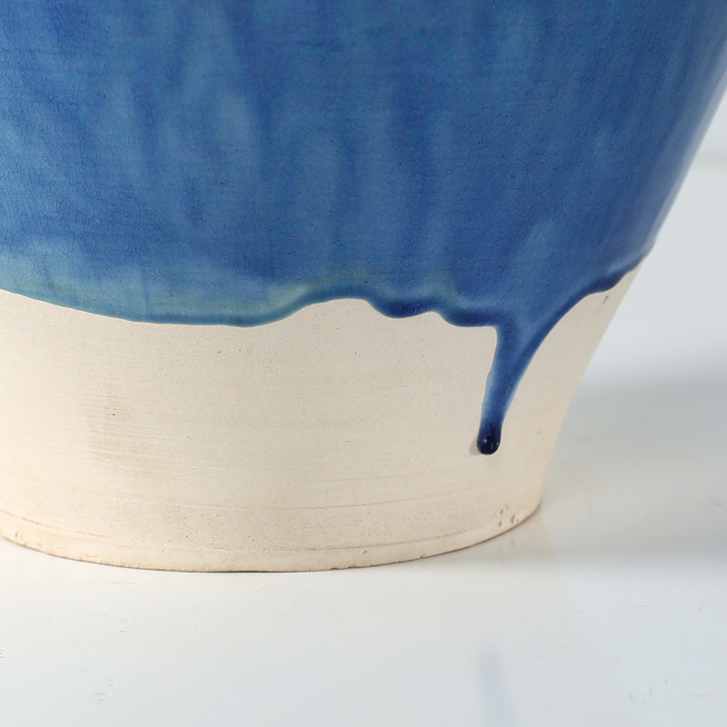 Approx. 11 Inches High Green-Blue Vase with Unfinished Base