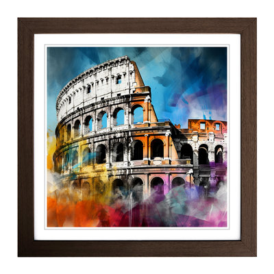 Colosseum Gestural Art - Single Picture Frame Print on Wood