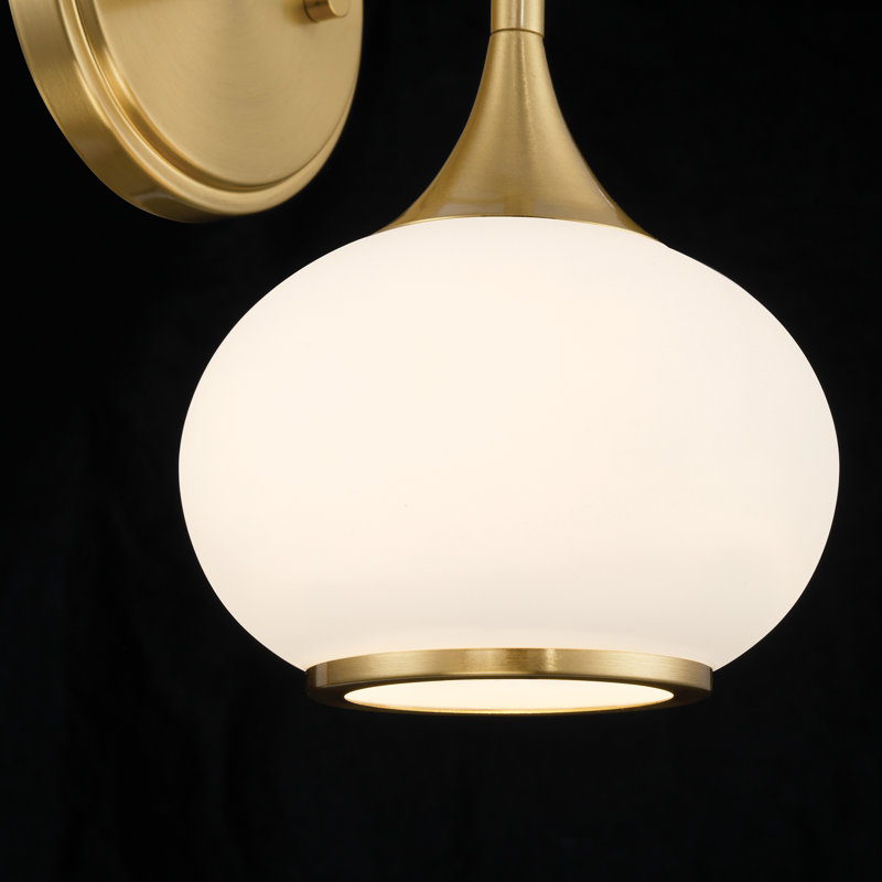 1 Light – Aged Brass Finish Modern Globe Vanity Light, Brass, 1, 10.25" H x 6" W x 7.5" D