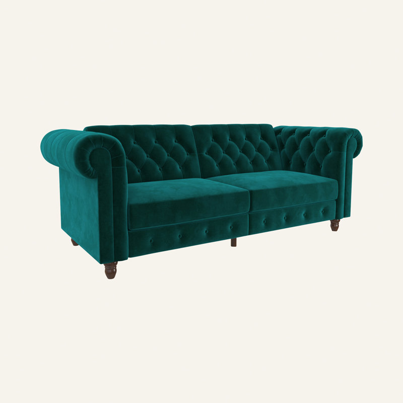 Dimmitt 3 Seater Velvet Sofa, Green Velvet