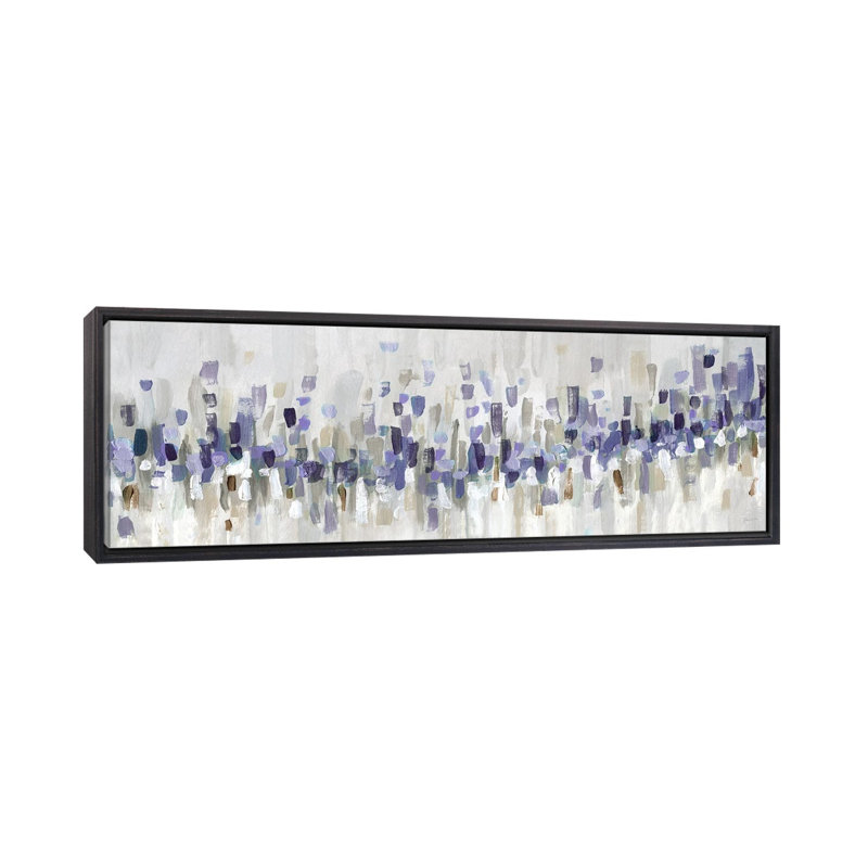 «Blue Staccato - Blue» par Katrina Craven, Cadre flottant noir patiné, H 20 po x l 60 po