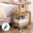 3-Tier Side Table - Walnut Geometric Design With Glass Top & Wheels, Sofa & Bedside Table For Small Spaces, Living Room & Bedroom Modern Minimalist