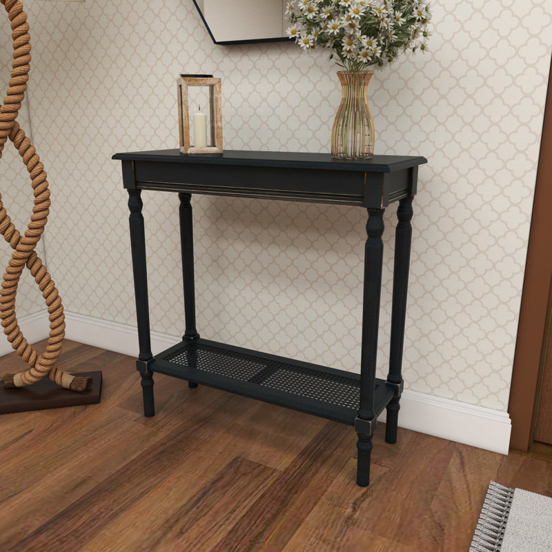 Black Wooden Living Room Console Table, Antique Black