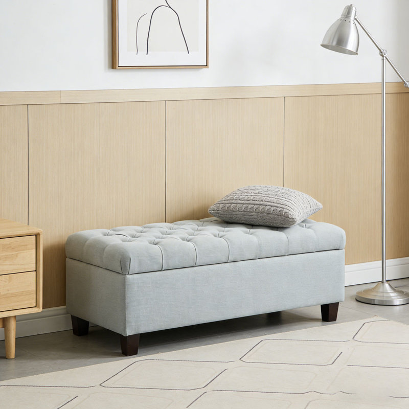 Banc de rangement avec repose-pieds 50,25 po, Bleu pastel