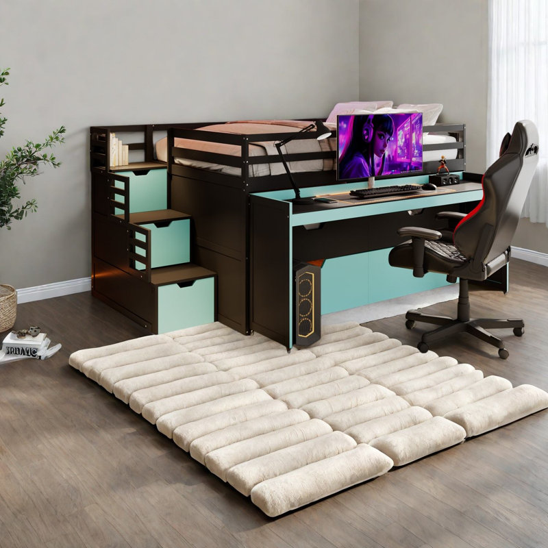 Lits multifonctionnels avec rangement, loft moderne en bois aggloméré pour petites pièces