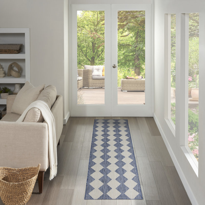 Positano Indoor/Outdoor Area Rug, Runner 2'2" x 8', Blue