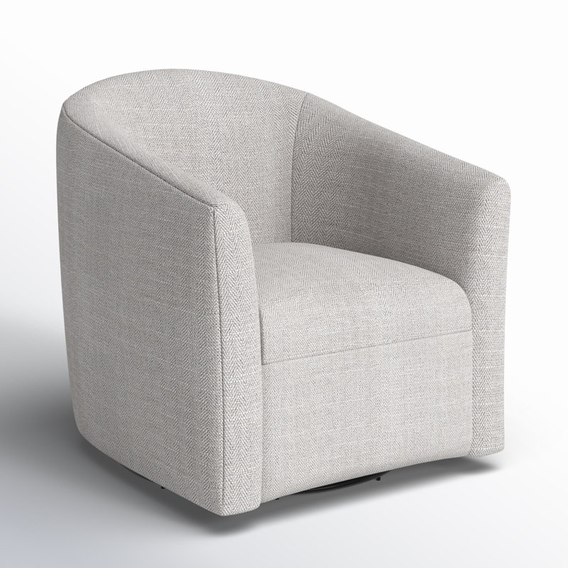Zaria Upholstered Swivel Barrel Chair, Beige Polyester
