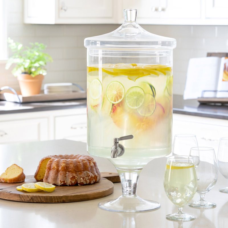 Elegant Clear Glass Beverage Dispenser with Spout, 12qt